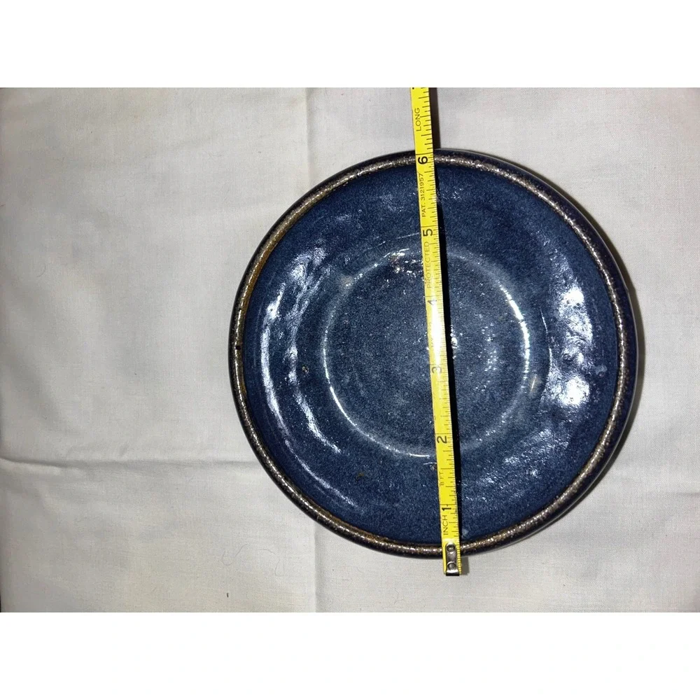 Signed Studio Pottery Bowl Cobalt Blue Glazed Speckled Stoneware 6 Inch